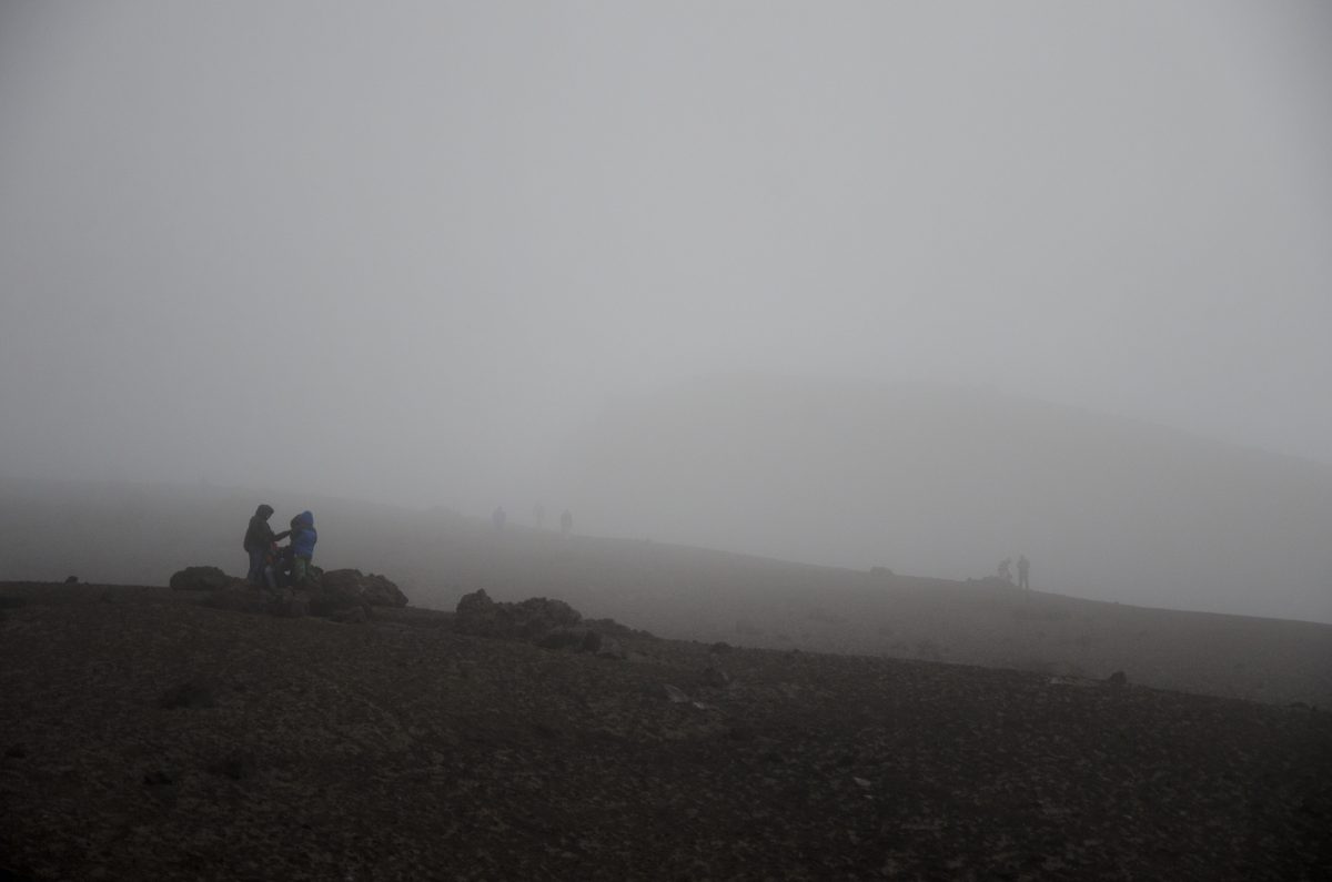 Layers and layers of clouds prevent us from seeing the top of Cotopaxi. Yet people are still choosing to hike to the Refugio. Layers and layers of cloud, Cotopaxi National Park, Chimborazo Province, Ecuador