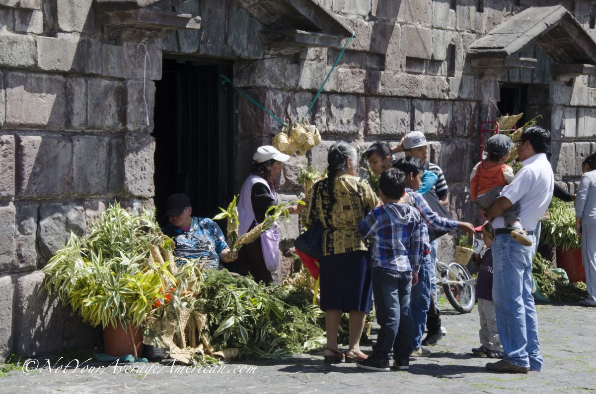 Compra de ramos para el Domingo de Ramos, Plaza San Francisco, Quito, Ecuador | ©Ángela Drake