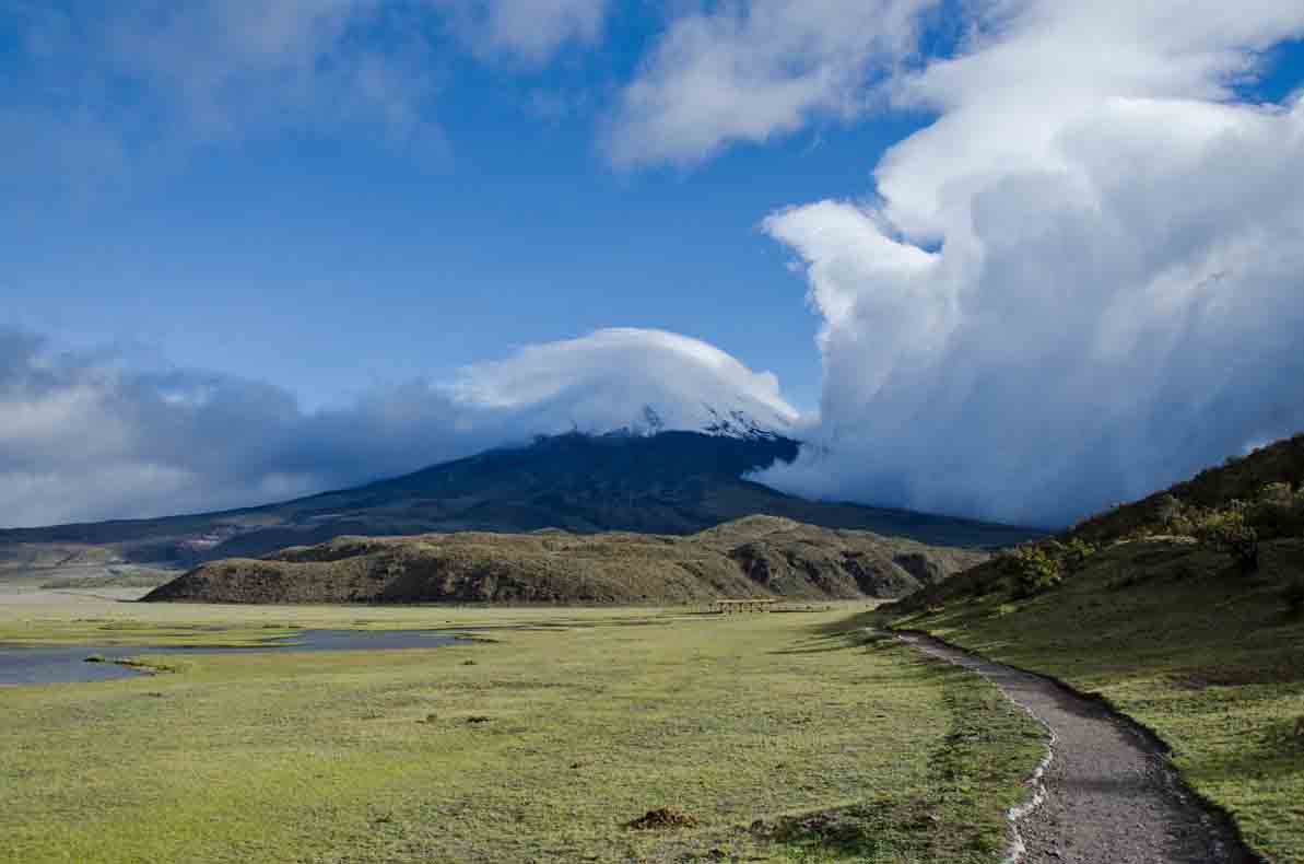 View of Cotopaxi with incoming clouds; Laguna Limpiopungo, Cotopaxi National Park, Ecuador View of Cotopaxi with incoming clouds; Laguna Limpiopungo, Cotopaxi National Park, Ecuador