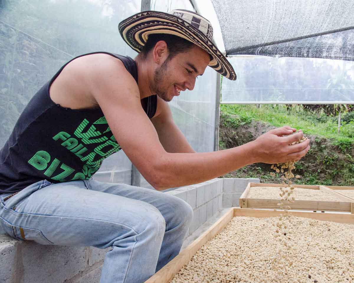 Caficultor trabajando en Gualea, Ecuador | ©Angela Drake