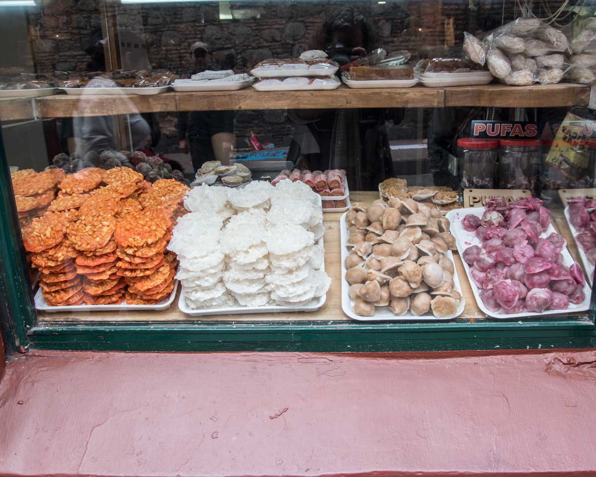 A Front Window Full of Sweets, La Puerta Falsa, Bogota | ©Angela Drake A Front Window Full of Sweets, La Puerta Falsa, Bogota | ©Angela Drake