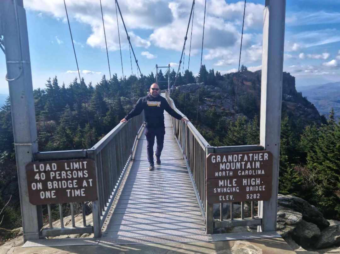 The author at Grandfather Mountain, recently reopened after Hurricane Helene