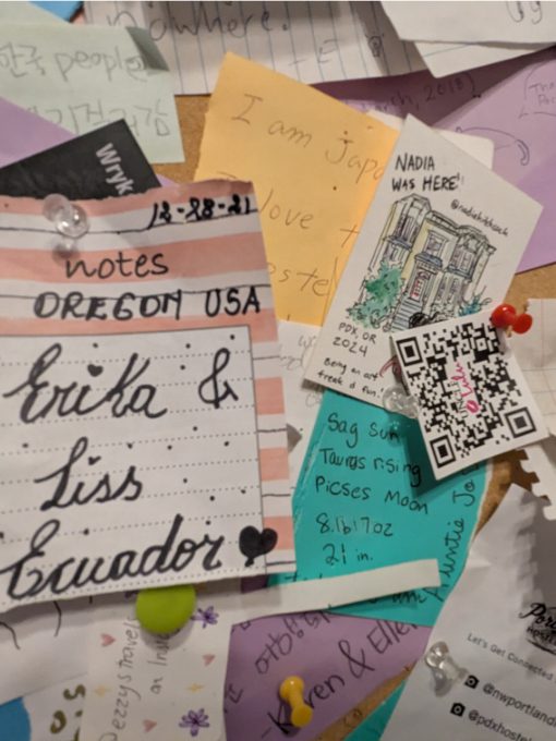 Notes from visitors, including one from Erika and Liss in Ecuador... talk about a small world.