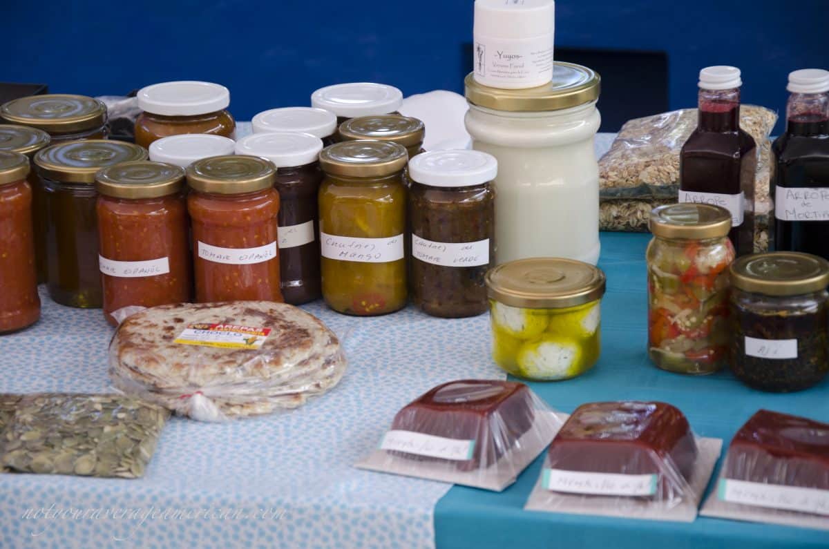 Finca Chaupi Molino also sells jams, jellies, sauces, fresh cheese, and yogurt, and more, Mercado La Esquina, Cumbaya, Ecuador Finca Chaupi Molino also sells jams, jellies, sauces, fresh cheese, and yogurt, and more, Mercado La Esquina, Cumbaya, Ecuador