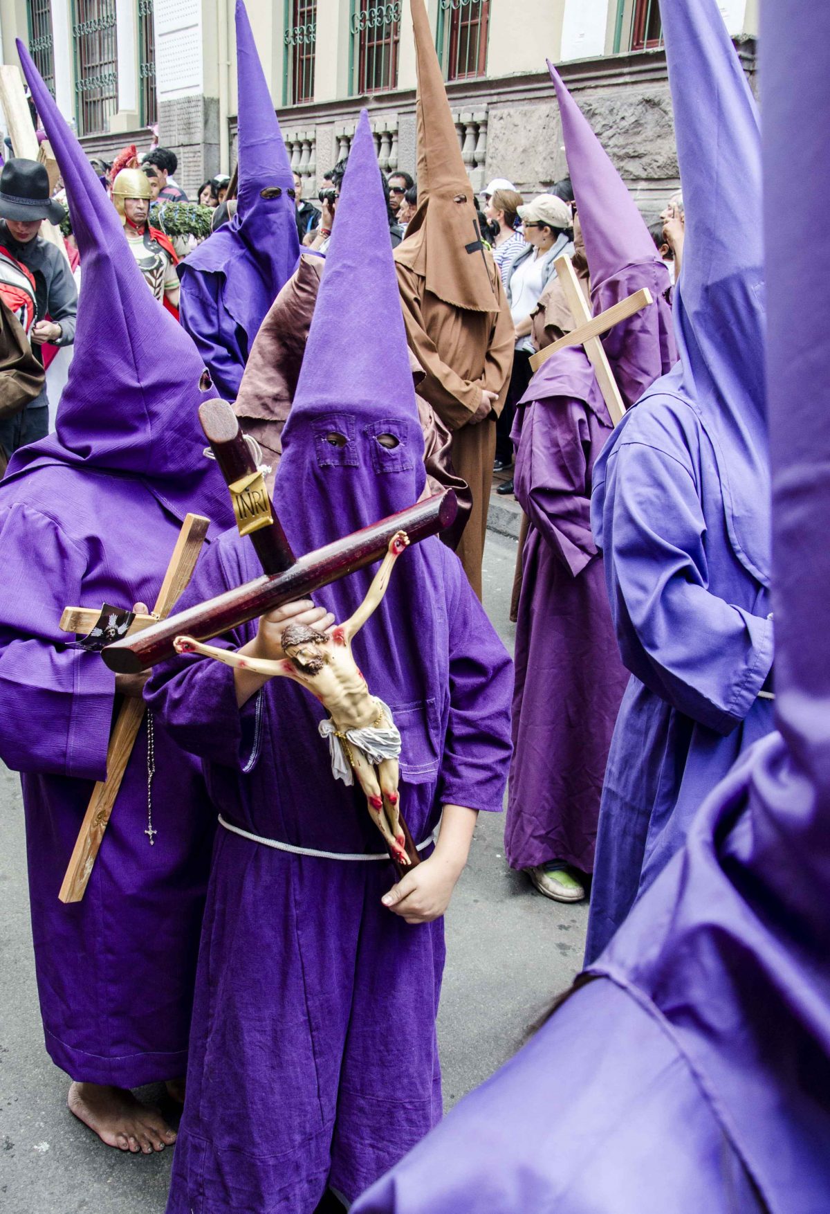 Cucurucho Bearing a Crucifixion, Quito, Ecuador | ©Angela Drake Cucurucho Bearing a Crucifixion, Quito, Ecuador | ©Angela Drake