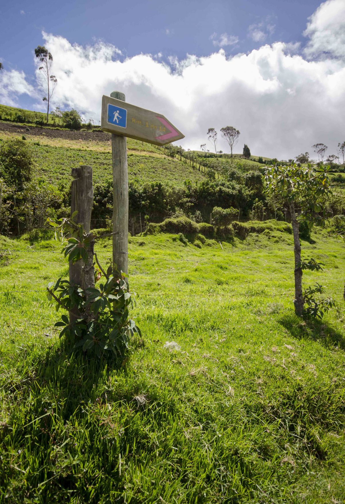 Sign post for Hikers, Road to Refugio of Guagua Pichincha Sign post for Hikers, Road to Refugio of Guagua Pichincha