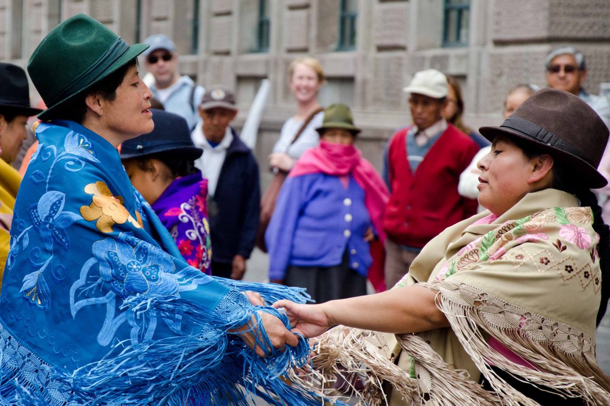 Folk Dancers on Calle Garcia Moreno in the Historic Center of Quito, Ecuador. Ecuador Por Mis Ojos