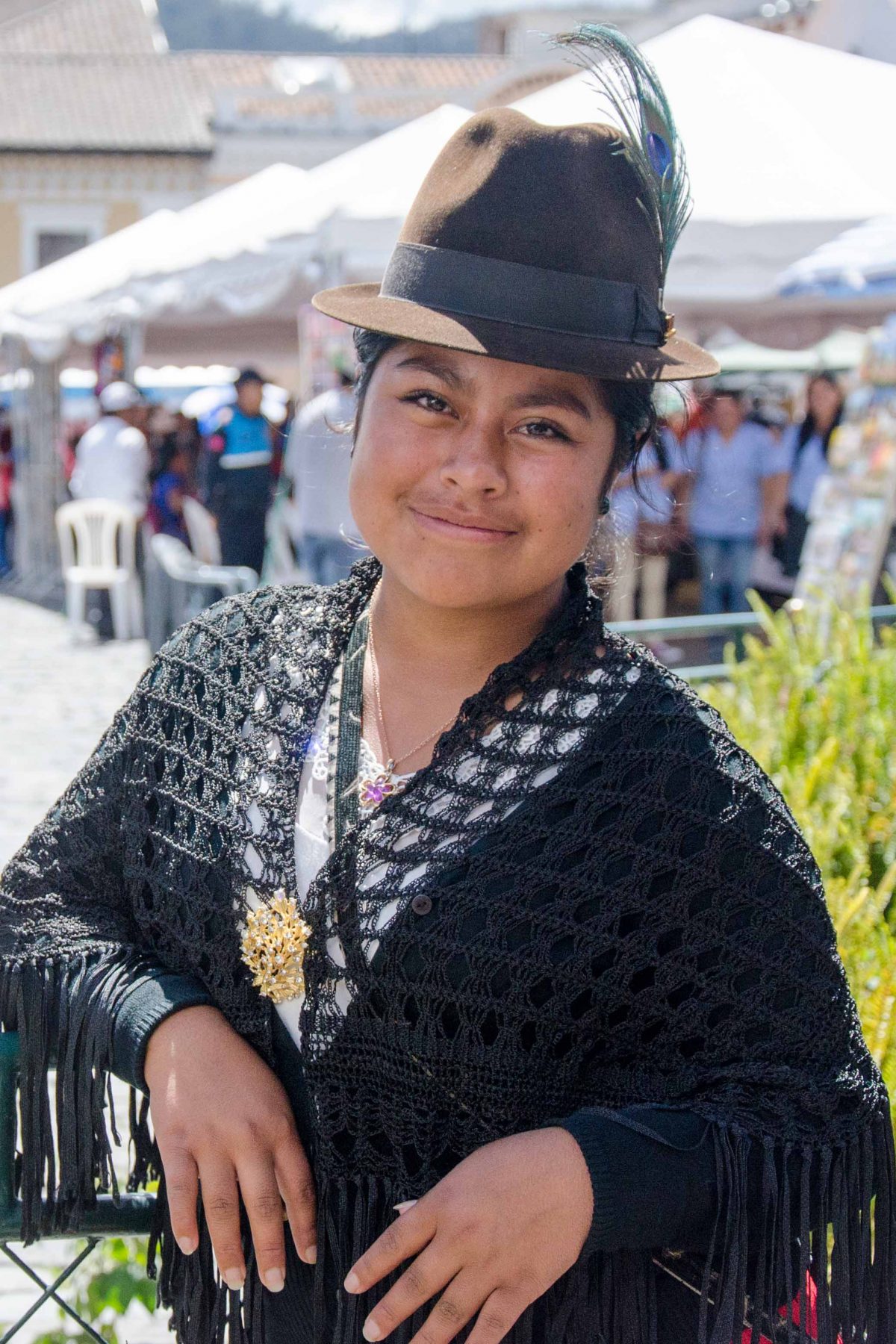 Vanessa is a vendor who sells shawls in the Historic Center of Quito, Ecuador Vanessa is a vendor who sells shawls in the Historic Center of Quito, Ecuador