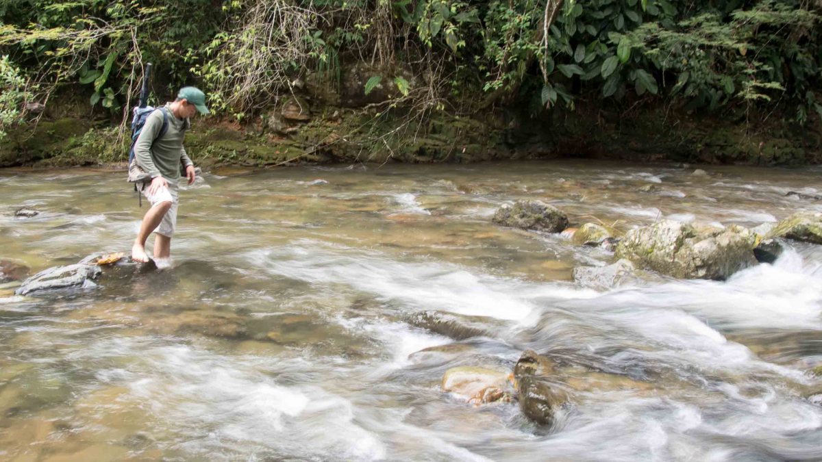 Crossing the Rio Chirapi, Pacto, Ecuador Crossing the Rio Chirapi, Pacto, Ecuador