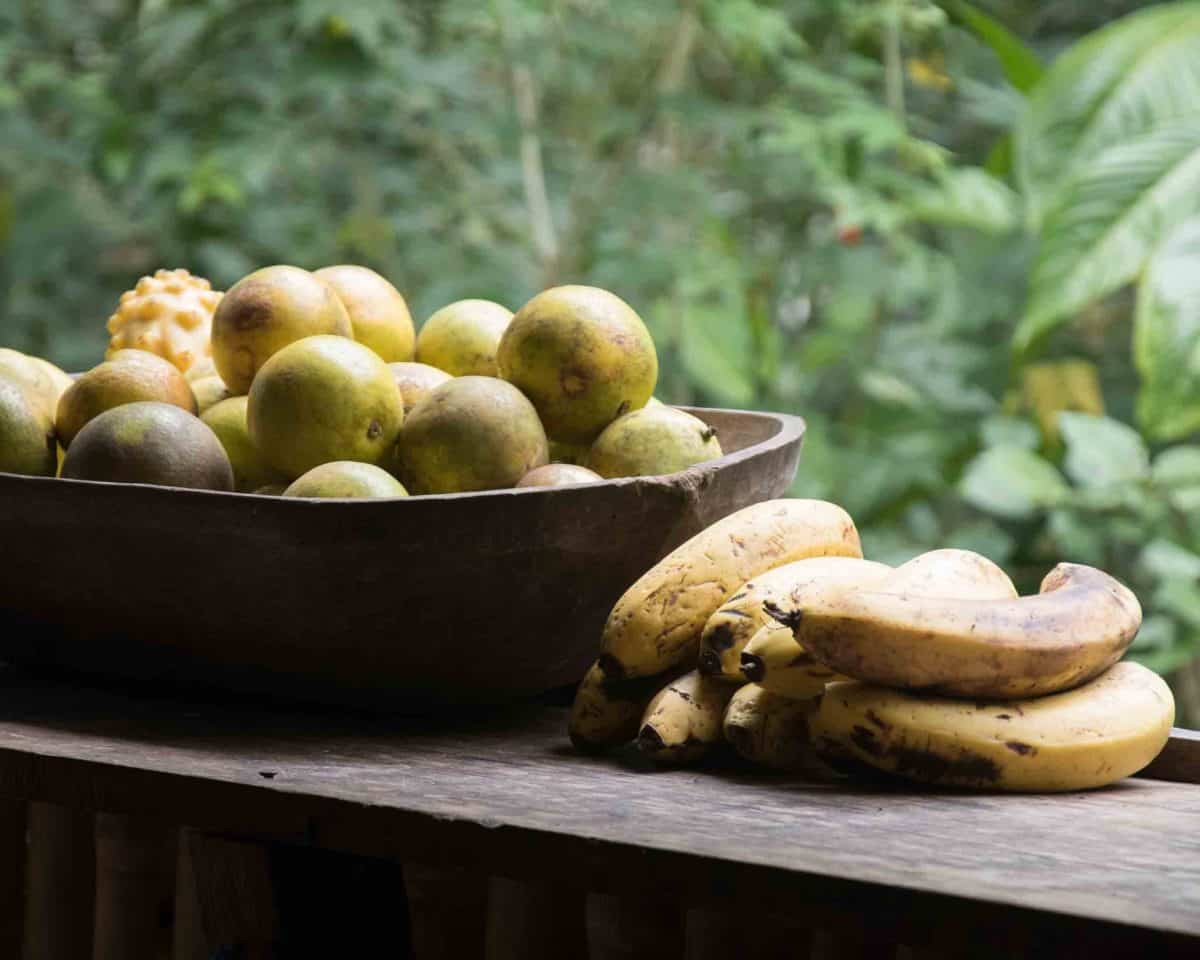 Fresh fruit for sale, along the trail, Cascada Gallo de la Peña, Pacto, Ecuador Fresh fruit for sale, along the trail, Cascada Gallo de la Peña, Pacto, Ecuador