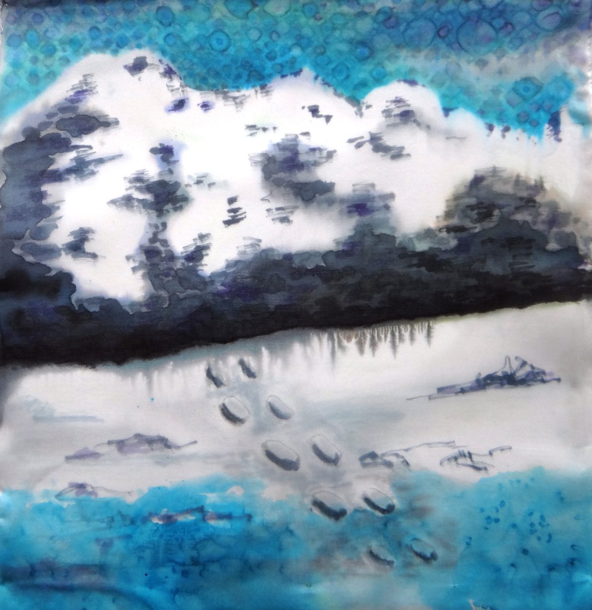 Footprints in the snow,original artwork from King of the Condors,
