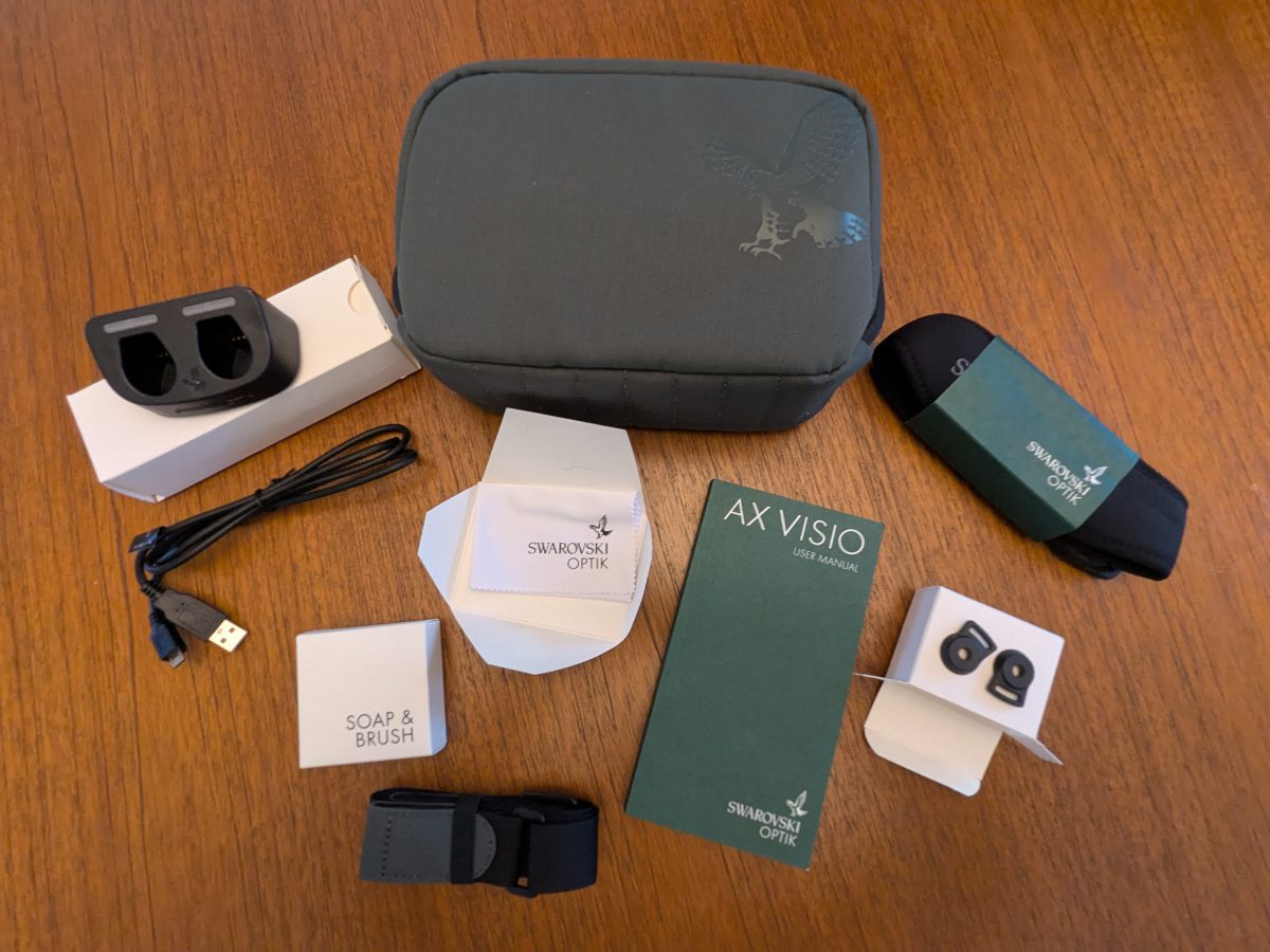 The unpacked AX Visio with full kit, including a bar of soap and brush for cleaning.