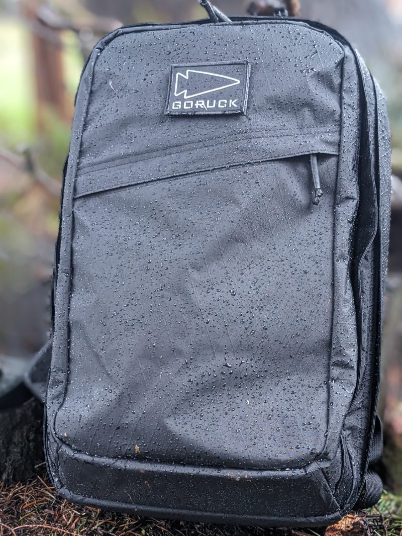 The GORUCK GR2 in X-PAC after a few hours in the rain
