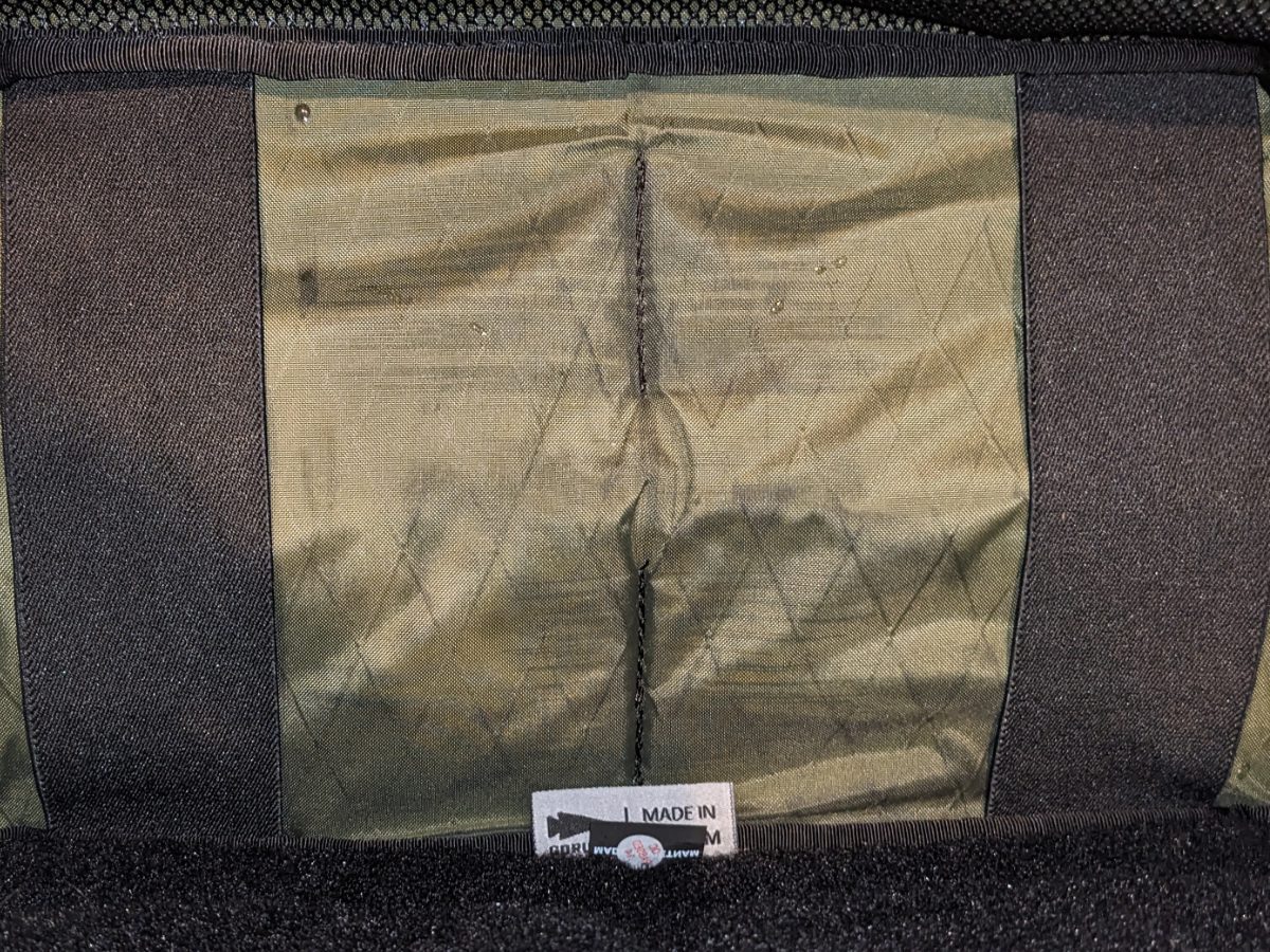 Close up of a seam that allowed water penetration on the GR3 backpack